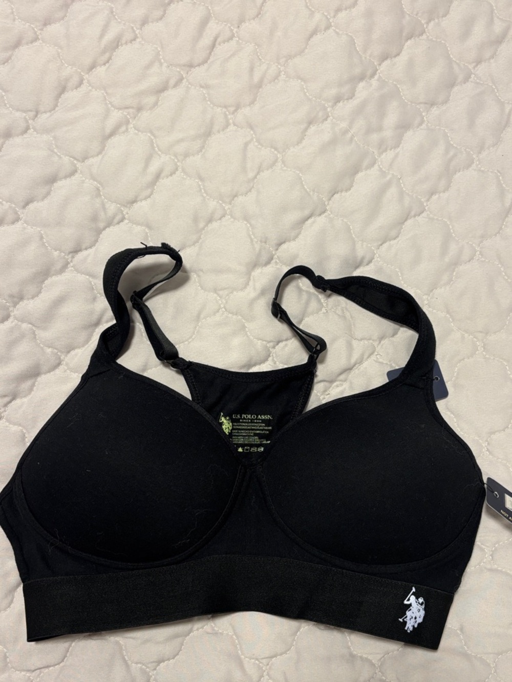 NEW- U.S. Polo Assn. Black Padded Racerback Bra- Size S